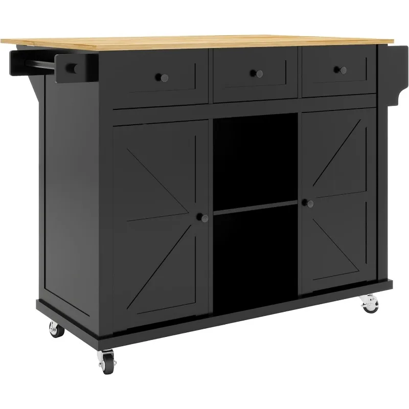 Mobile Island on Wheels, Rolling Kitchen Island Cart with Drop Leaf, Kitchen Table for