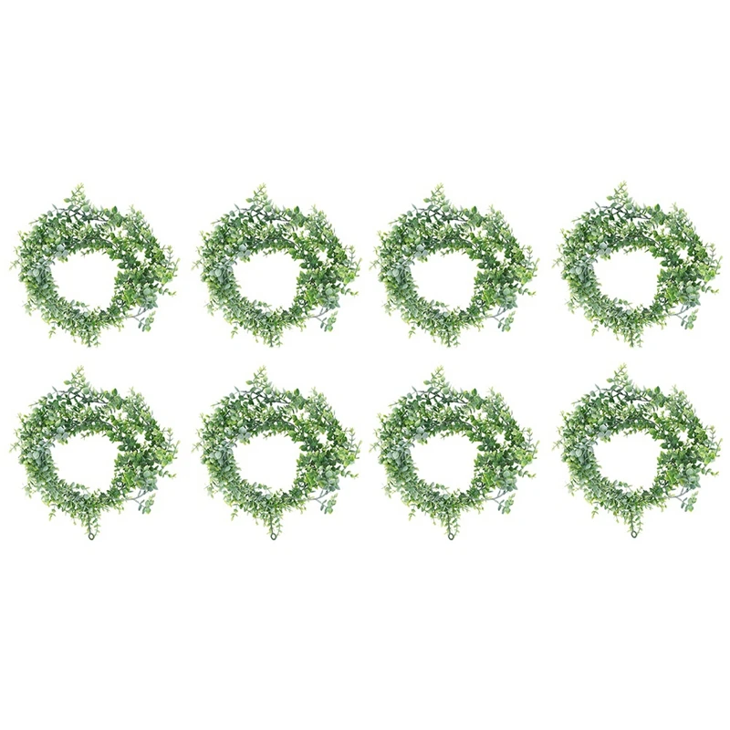 

8 Pack Artificial Eucalyptus Garland Greenery Eucalyptus Vines Faux Silver Dollar Eucalyptus Leaves For Table Doorways