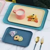 Nordic Plastic Rectangle Desktop Storage Tray Snack Drinking Tray Plate Rectangular Storage Household Kitchen Supplies Hotel 3