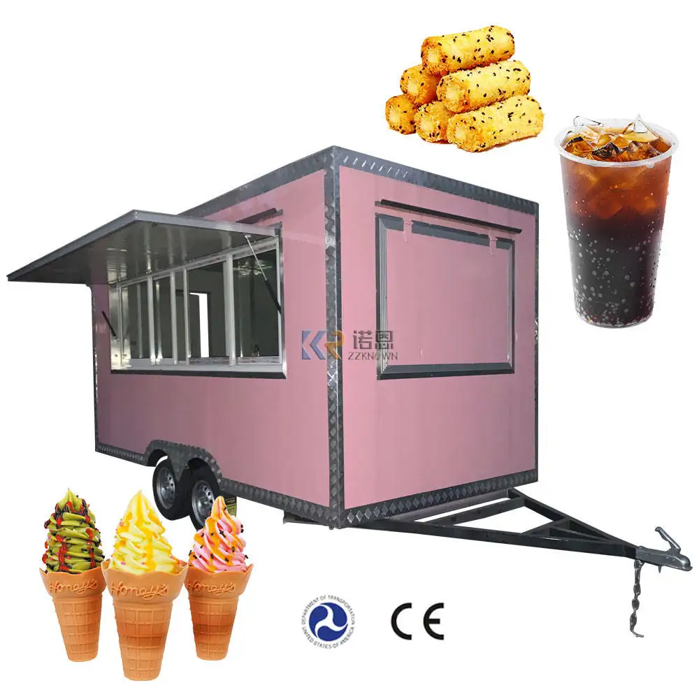 

OEM Coffee Kiosk Snack Pizza Taco BBQ Hot Dog Ice Cream Cart Concession Food Trailer Mobile Food Truck with Full Kitchen