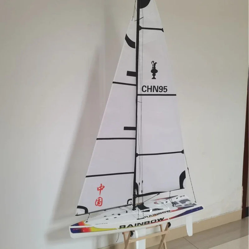 RC Boat Sailing Model 2.4G Rainbow 880 Electric Sailing Model Glass Steel Body Pure Wind