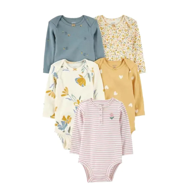 5PCS/set Fashion Baby Boys Clothes Cotton Soft Long Sleeve Autumn Boy Girls Bodysuit Newborn Toddler Body 2