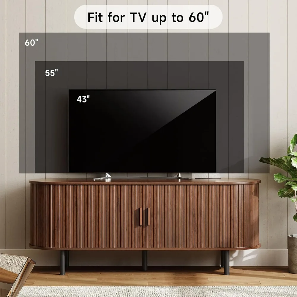 55" TV Stand with Power Outlet - Modern Entertainment Center for TVs up to 60 Inch with Adjustable Shelves and Storage 6