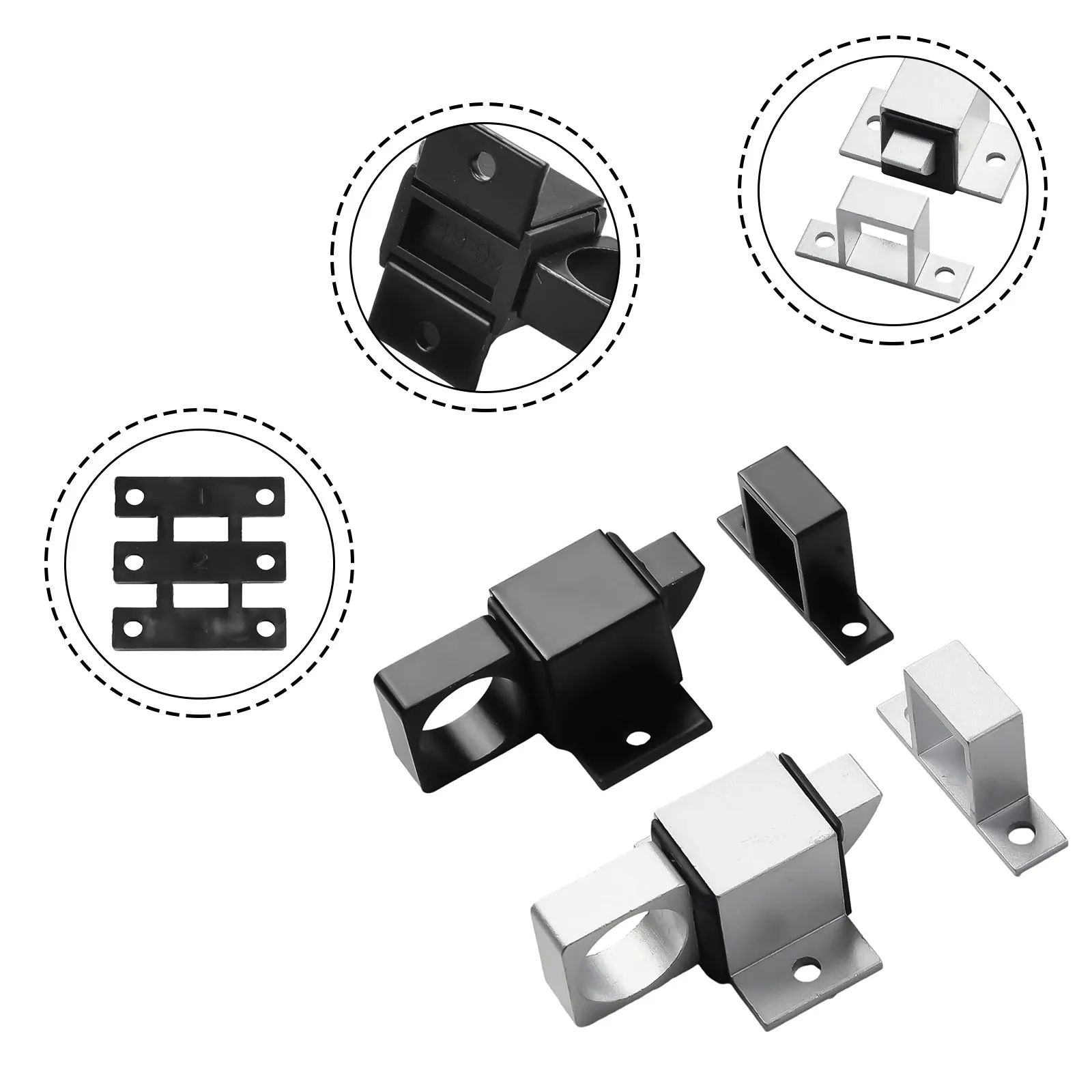 Description Picture 3 of itemDoor Latch Aluminum Alloy Security Automatic SASH Door Spring Bounce Lock Square Automatic Latch Door Bolt Hardware Home Tools