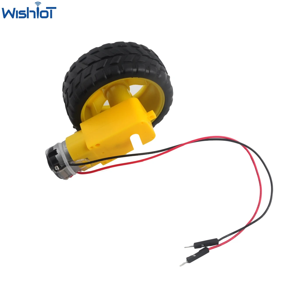 

DC3-6V 1:48 Gearbox TT Motor Dual Shaft 200RPM with Solder Male Connection Cable AM +Tire Wheel for Arduino Smart Car Robot