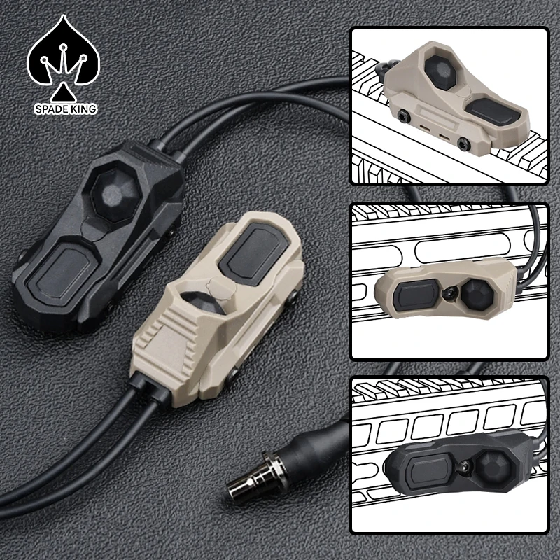 

WADSN Tactical AXON Double Plug Remote Pressure Switch For MLOK KEYMOD 20mm Rail For PEQ15 NGAL DBLA A2 MAWL CQBL M300 M600 Lamp