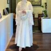 Robe d'Aïd pour femmes, abaya musulmane, ensemble 3 pièces, robe longue en mousseline de soie, kaftan, robes de fête du Ramadan, vestidos, Maroc, Dubaï, jalabiya, arabe