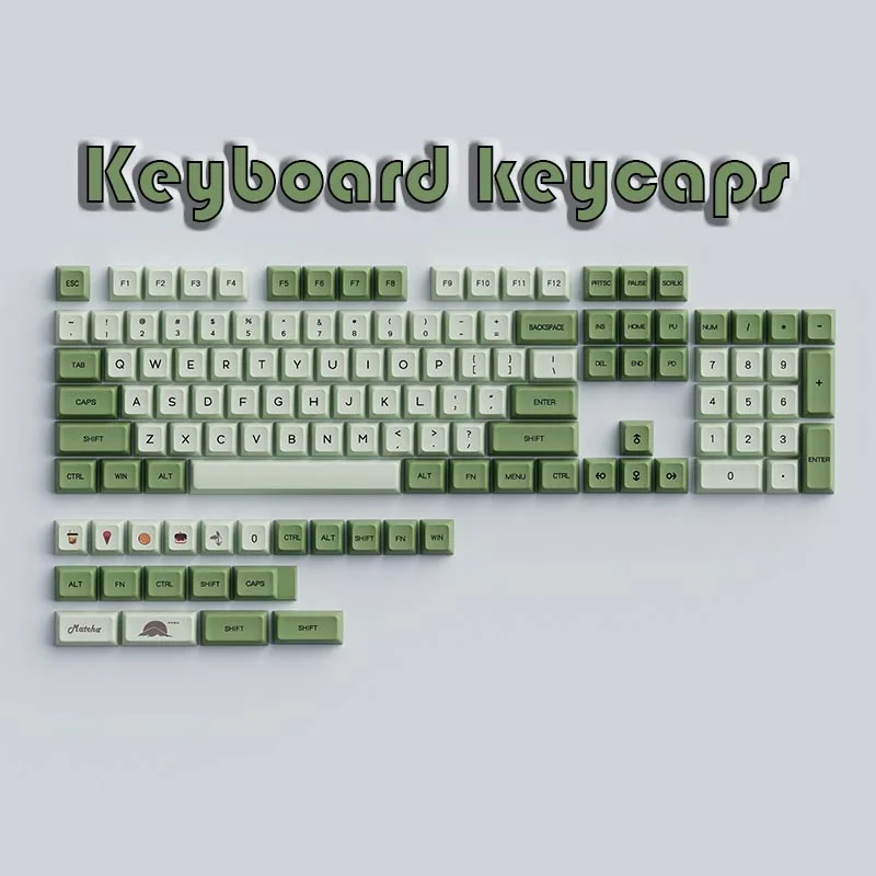 

124 Keys Matcha English Russian Korean Thai Personalize PBT Keycaps Custom Cherry Profile Keycaps for Mechanical Keyboard