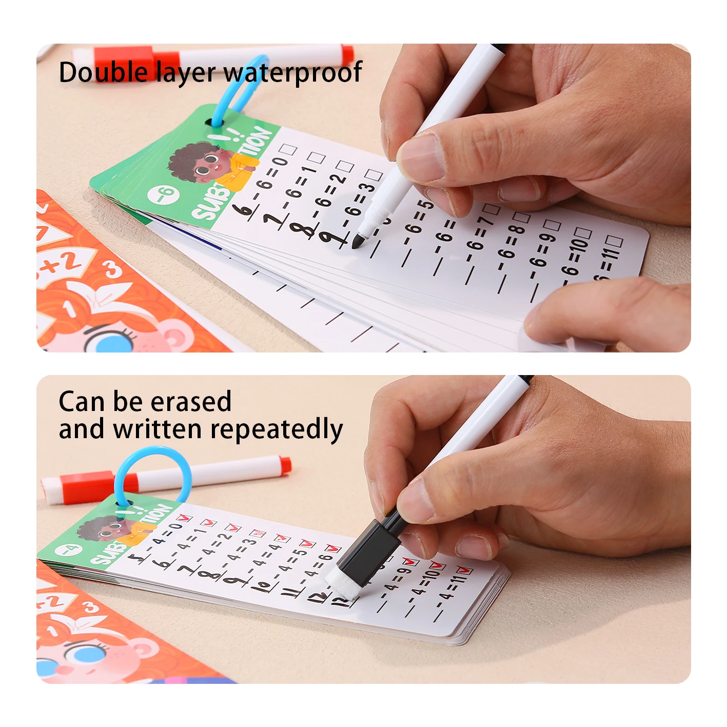 Fraction Learning Flashcards for Primary School Kids Addition Subtraction Multiplication Division Math Educational Toy