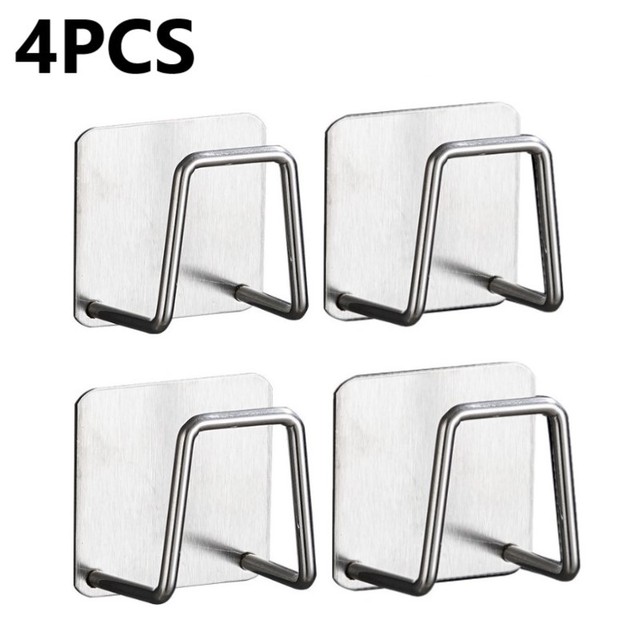 Stainless Steel Sponges Racks Self Adhesive Sink Sponges Drain Drying Rack Kitchen Sink Accessories Storage Holders 5PCS