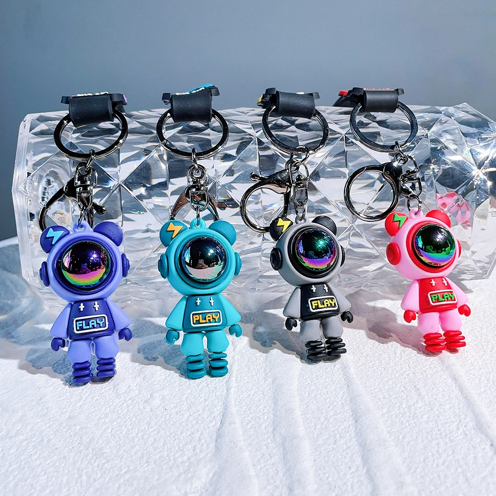 Lightning Bear Keychain Cute Cartoon Astronaut Bear Doll Keyring Bag