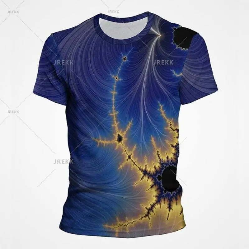 Herren-T-Shirt mit abstraktem Wirbel-Gradienten-Print, Rundhalsausschnitt, kurzen Ärmeln, trendigem, lässigem Design und mehreren psychedelischen Mustern