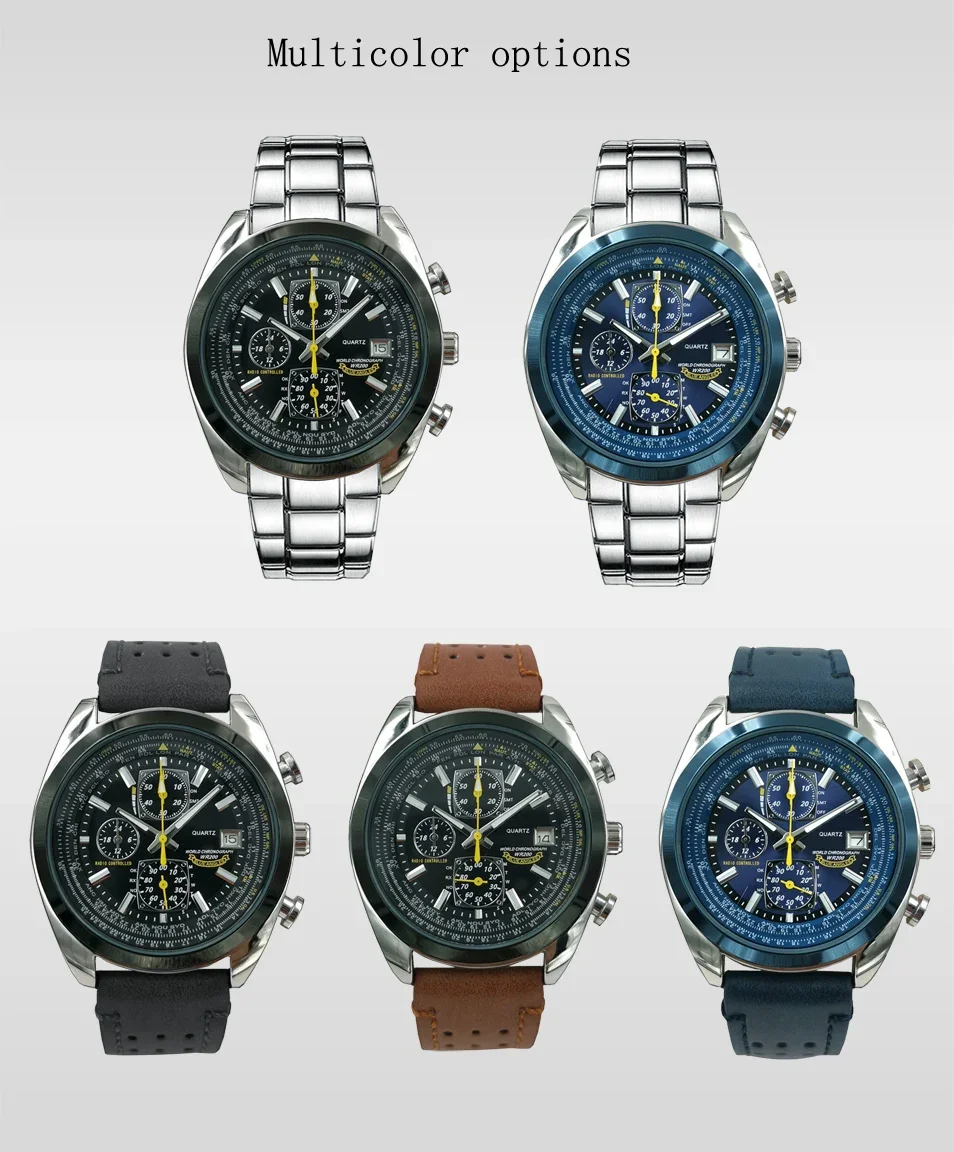 2024 New Citizen Men's Watch Top Brand Luxury Leather Casual Quartz Men's Watch Six-pin Steel Band Sports Waterproof Men's Watch