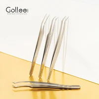 Gollee Sliver Stainless Steel Tweezers Anti-static For Eyelash Extension Careful Storage High precision Divide Volume Eyelash 1
