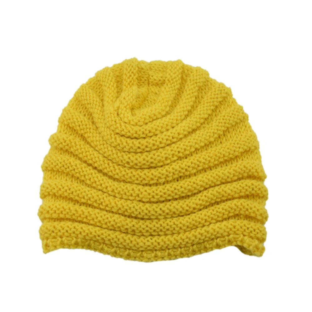 Women Bohemian Style Warm Winter Autumn Knitted Cap Fashion Boho Soft Hair Accessories Turban Solid Color Female Muslim Hat 5