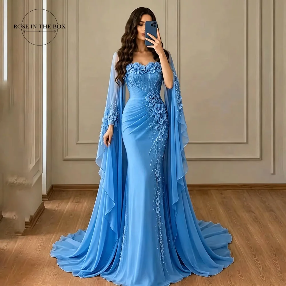 فستان سهرة شيفون أكمام قابلة للفصل