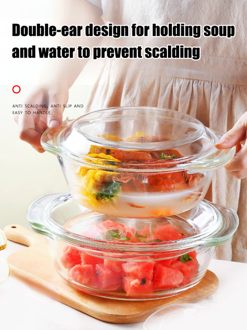 Casserole En Verre Borosilicate Avec Couvercle - 1900 Ml (22x17 Cm) - Résistante à La Chaleur, Transparente - Pour Soupes, Nouilles, Lait, Préparation Bébé