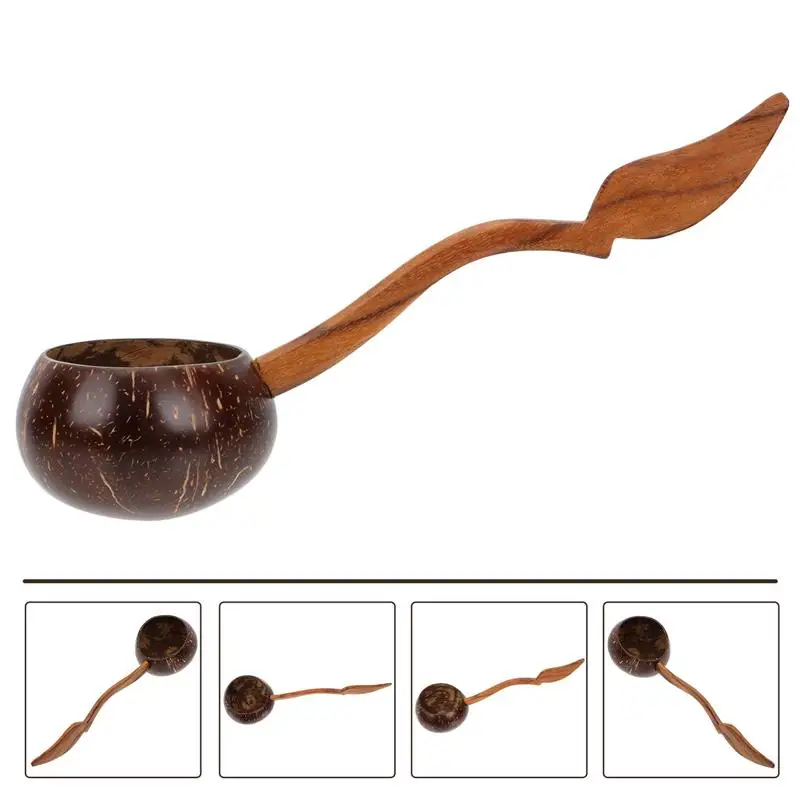Wooden Scoop Spoon Coconut Long Wooden Water Scoop Handle Scoop Wooden Bathing 1pc Spoon Water Bathroom Ladle Shell Household
