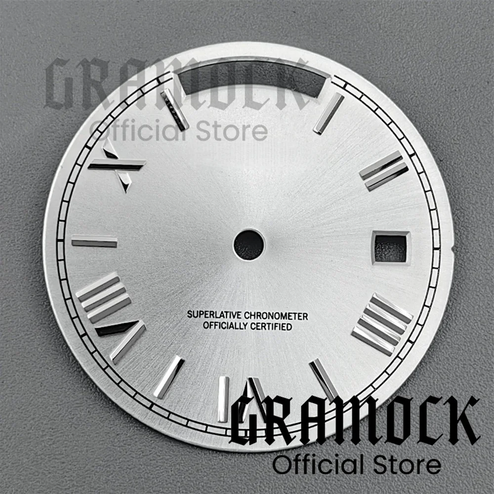 Sky Blue and Coffee Grey Sunburst Watch Dial with Roman Edge Markers - Dual Calendar Week Display