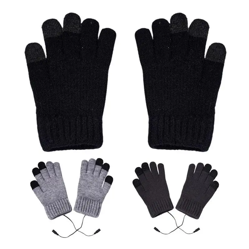 Electric Heated Gloves Touch-screen USB Rechargeable Motorcycle Gloves Winter Thermal Waterproof Windproof Knitting Wool Hand 4