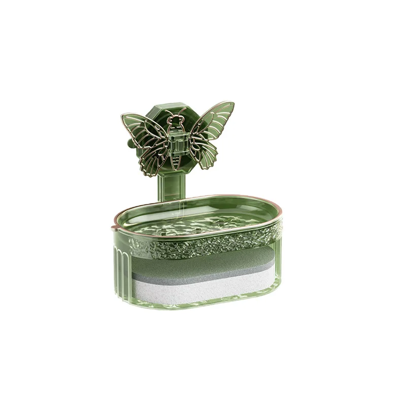 Butterfly Suction Cup Soap Dish Bathroom Wall-mounted Double-layer Drain Soap Dish Storage Rack Soap Rack 6