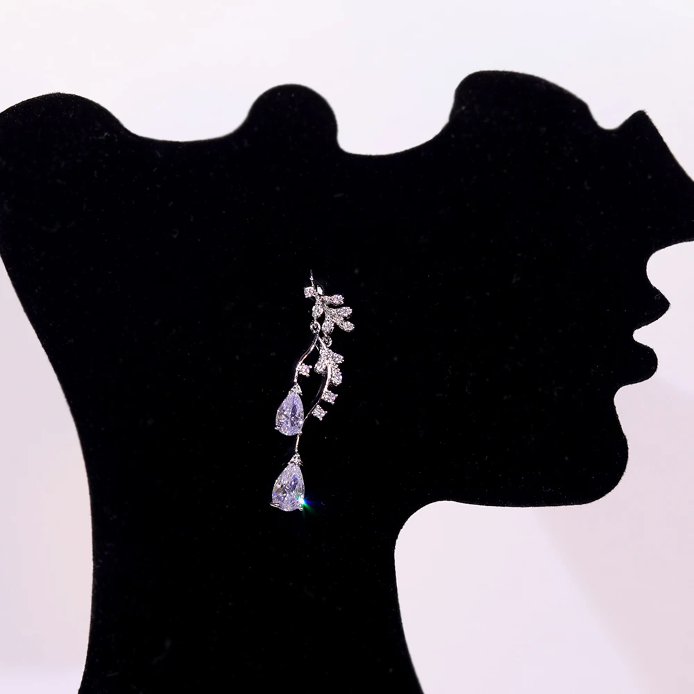 ASNORA 2024 Neue Wasser Tropfen Schmuck Set Engagement Hochzeit Halskette Für Frauen Braut Brautjungfer Geschenk_voghion.com