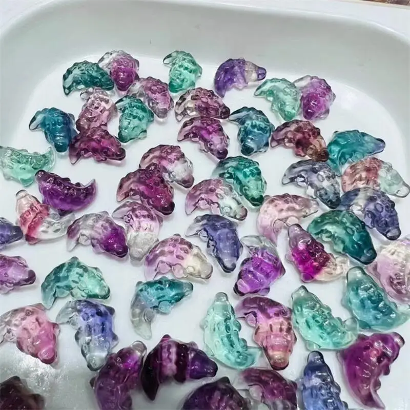 

10PCS Natural Fluorite Crocodile Cute Carving Crystal Crafts Energy Gemstone DIY Pendant Healing Jewelry Gift 19mm