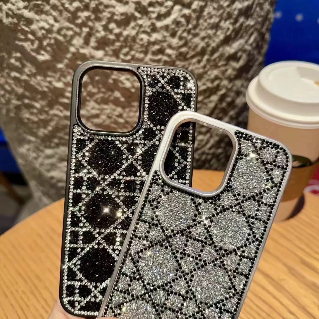 

Contrasting Inlaid Diamond Phone Case For iPhone 14 iPhone15 13 12 Pro Max High Quality TPU Shockproof Cover Phone Accessory Bag