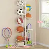 Basketball Storage Rack Vertical Metal Basketball Organizer Sports Ball Storage Stand with Basket Garage Organizer 2