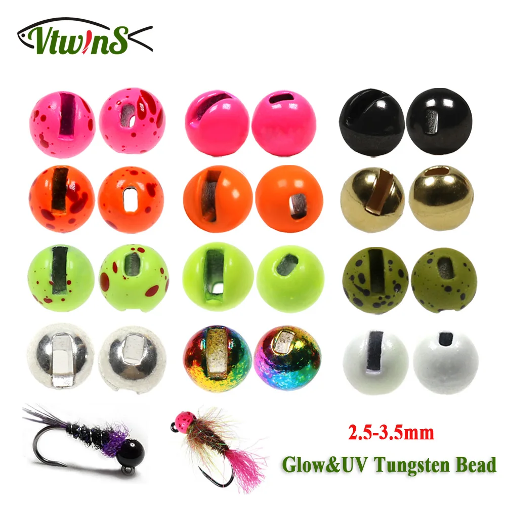 Vtwins Fast Sinking Jig Slotted Tungsten Beads MultiColor Fly Tying