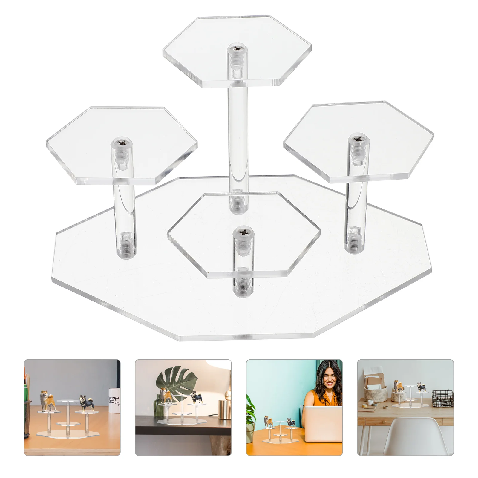 

Transparent Ladder Display Rack Acrylic Models Figures Stands Figurine Storage Shelf