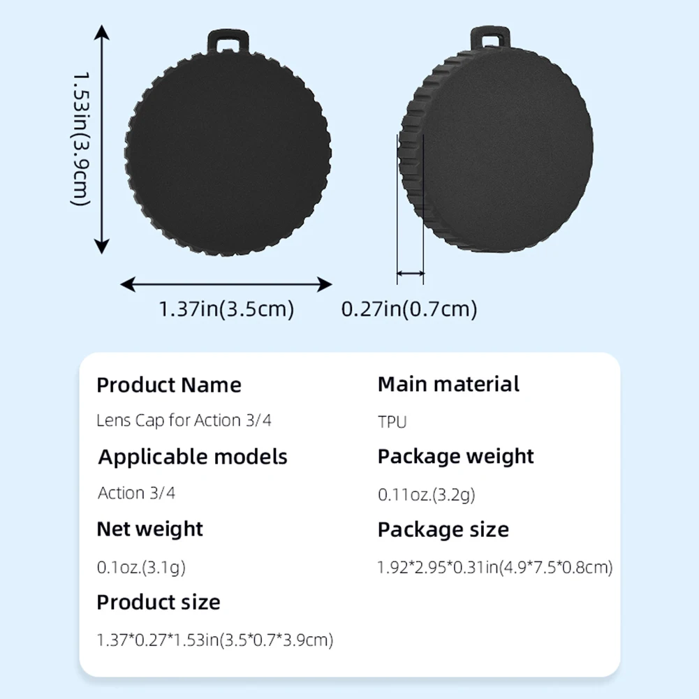 TPU Lens Cover for DJI Osmo Action 4/Action 3 Camera Lens Protective Cover Shockproof Lens Protector Anti-Stain Lens Cap Cover