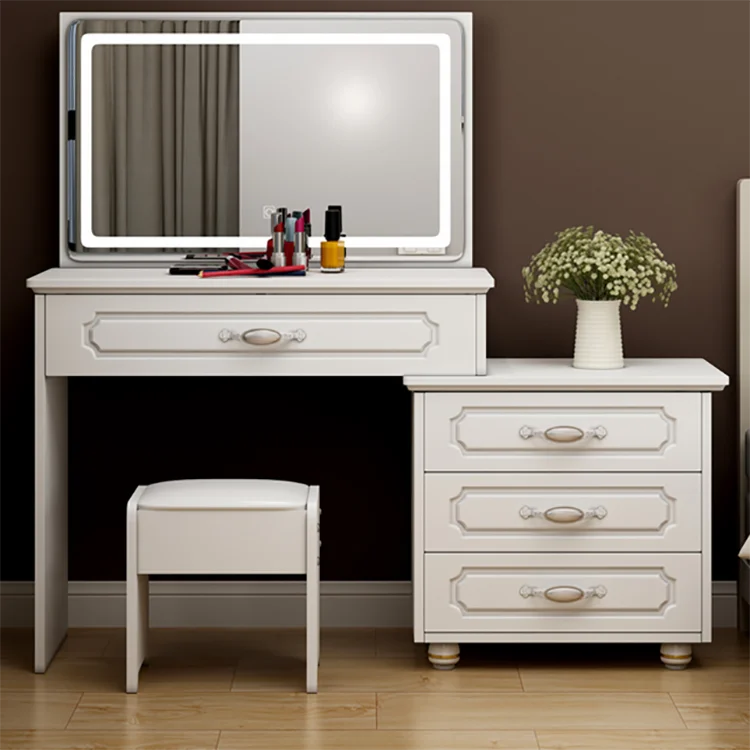 

High End Modern Bedroom Furniture Wood Mirrored Makeups Dressing Table Vanity Dressers