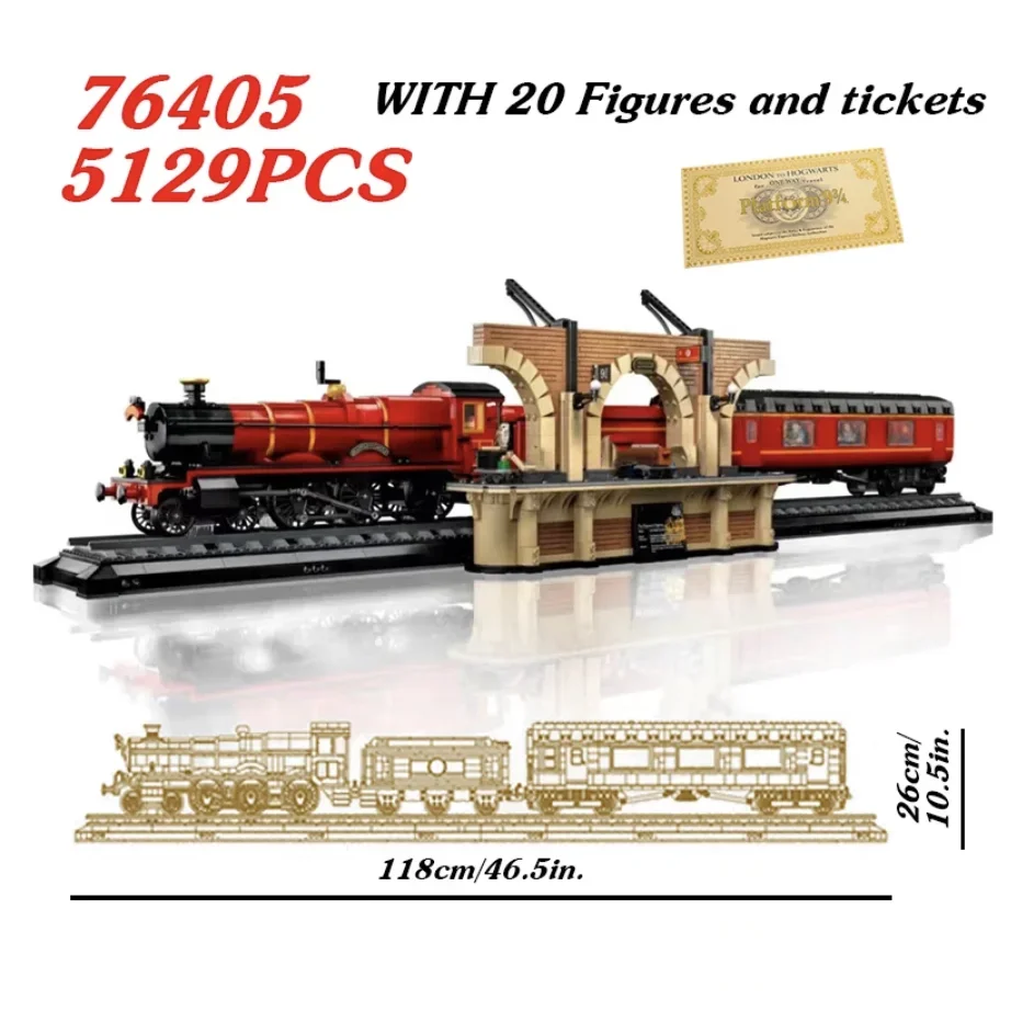 

NEW Collector's Edition 76405 5129PCS 118CM Hogiwartsed Express Train Building Set Bricks with Minifigis Toys For Adults Gift