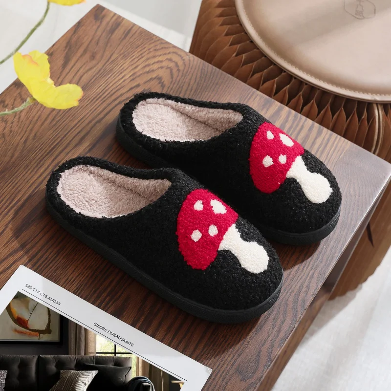 Festivel Red Mushroom Slippers for Men & Women, Ultra-Soft Plush Indoor House Shoes with Comfort Sole, Cozy Winter Home