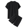 Cool Summer Comfortable Short-Sleeved Button Shirt Sets Men's Solid Color Shirt Shorts Suit Men's Cotton and Linen Casual Suit 5