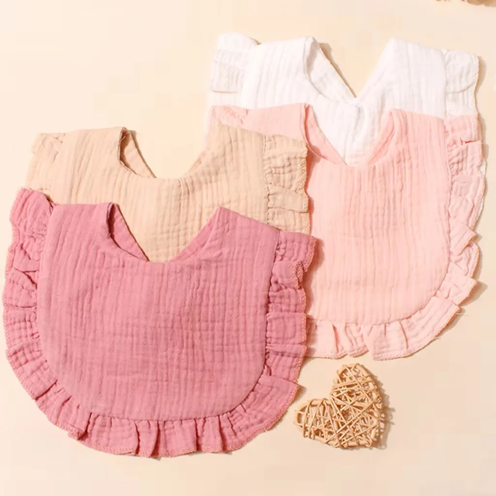  편안함 침받이 컬러 드롭 모양 타월 단색 버튼형  턱받이 특가 판매 어린이 턱..