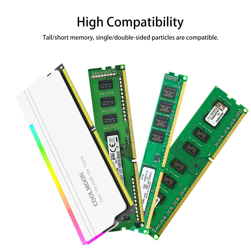 5V-3PIN ARGB DDR4 DDR3 Memory Heat Sink Aura Sync Memory Cooling Vest with Thermal Silicone Pad for Desktop Computer