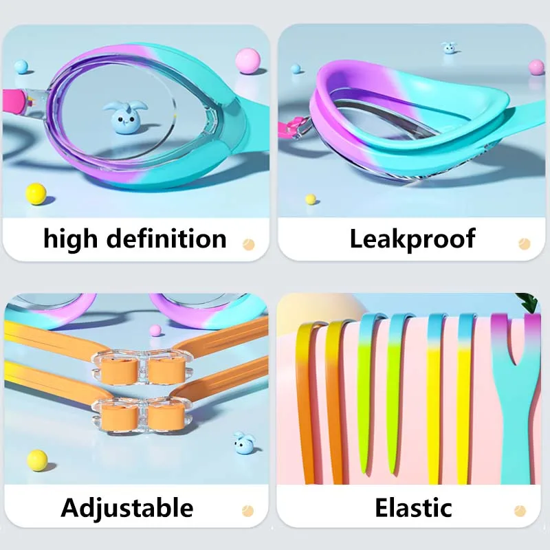 Kids Swimming Goggles Anti-fog Waterproof HD View Children Swim Goggles for Boys and Girls Electroplate and Clear Lens to Choose 5