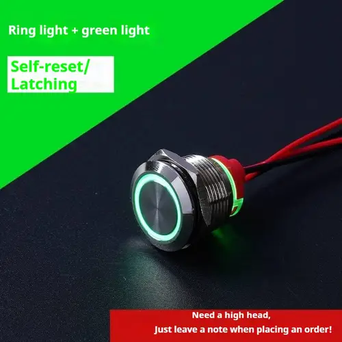 Push Button /Switch 16/19/22mm Short Silver Metal 6/12/24/220V Self-Locking Reset Latching with Light with Wire 15cm Car On/Off - Image 8