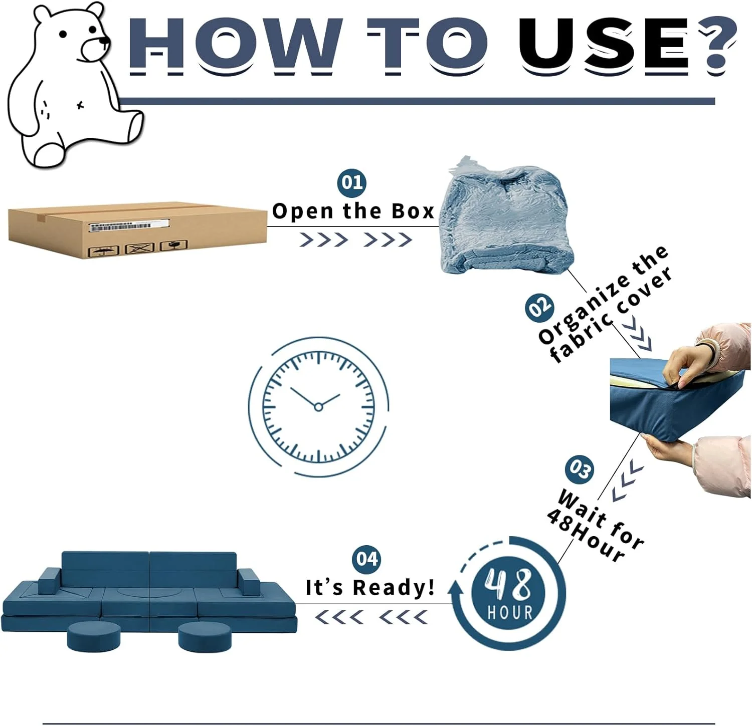 22Pcs Modular Kids Play Couch - Kids Couch for Playroom Bedroom Living Rooms Toddler Sofa for Inspiring Child Creativity