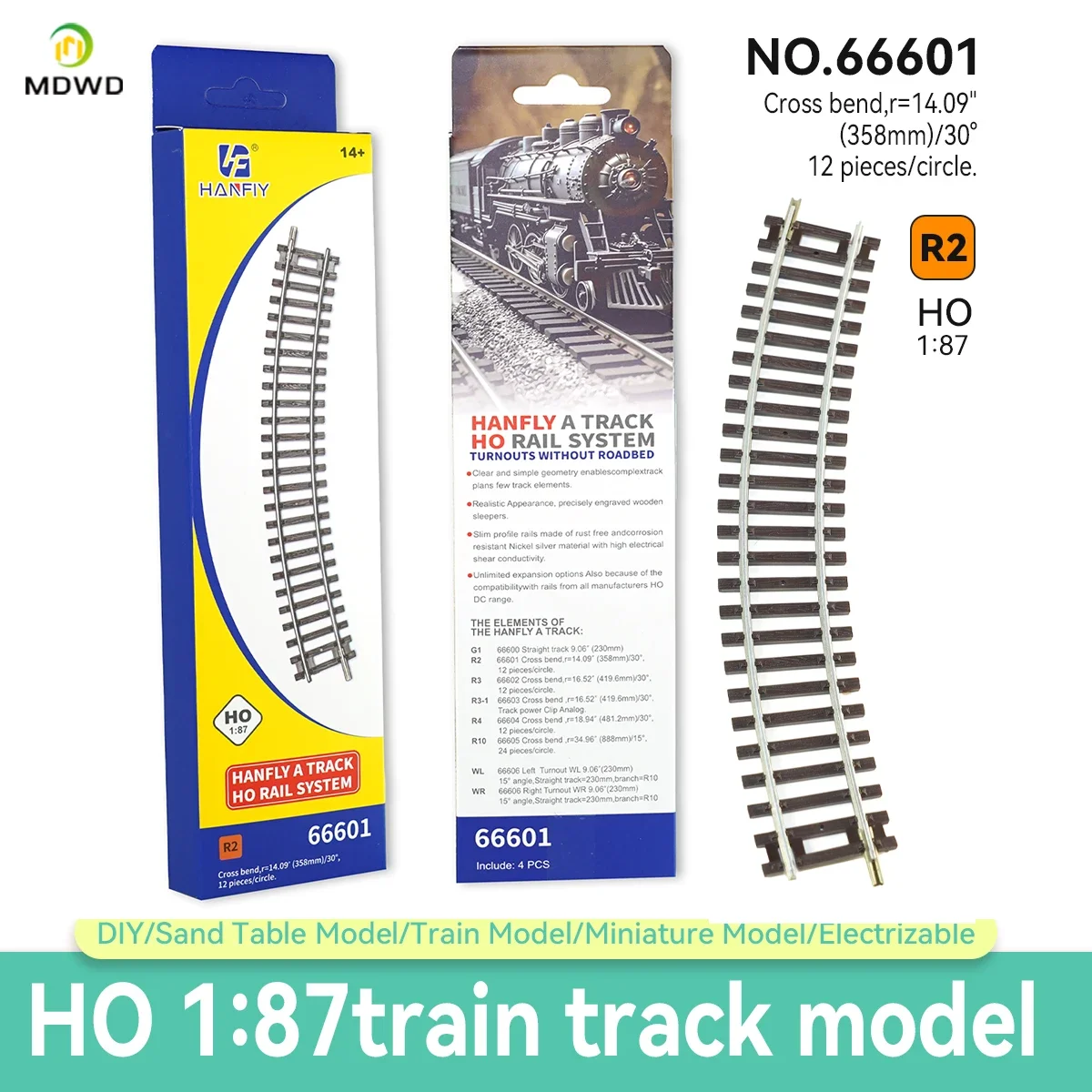 Ho scale 1/87 Train Track Model Railway  Be Powered Nickel Silver Narrow Gauge Curved Track Turnout Track Model 4