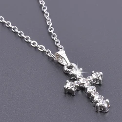 Elegant Crystal Cross Pendant Necklace - Unisex Fashion Jewelry Gift (As picture show)