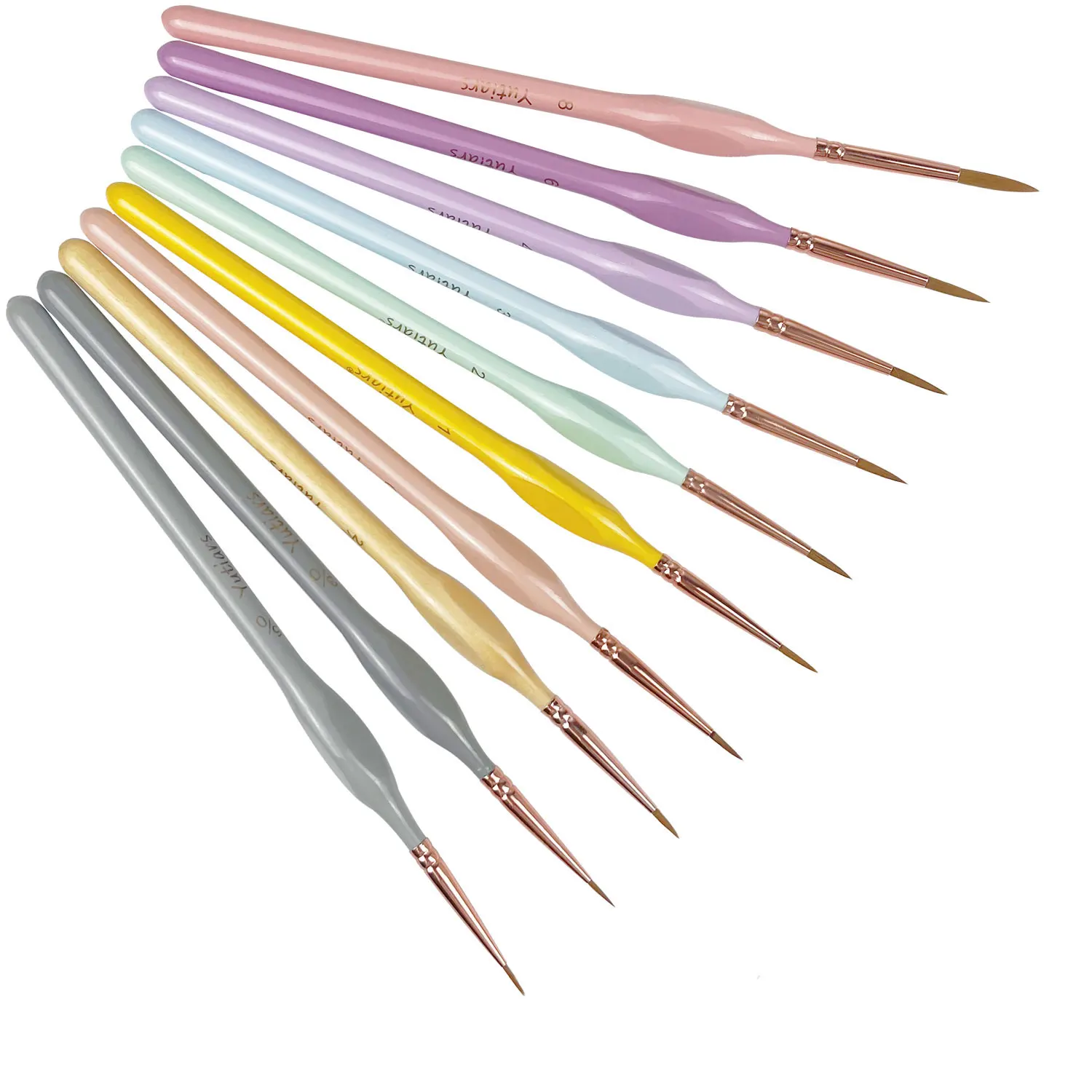 Yutiars 10PCS Micro Fine Detail Paint Brush Set Macaron Pastel Small Miniature Fine Tip Detail Brush for Acrylic Oil Watercolor 2