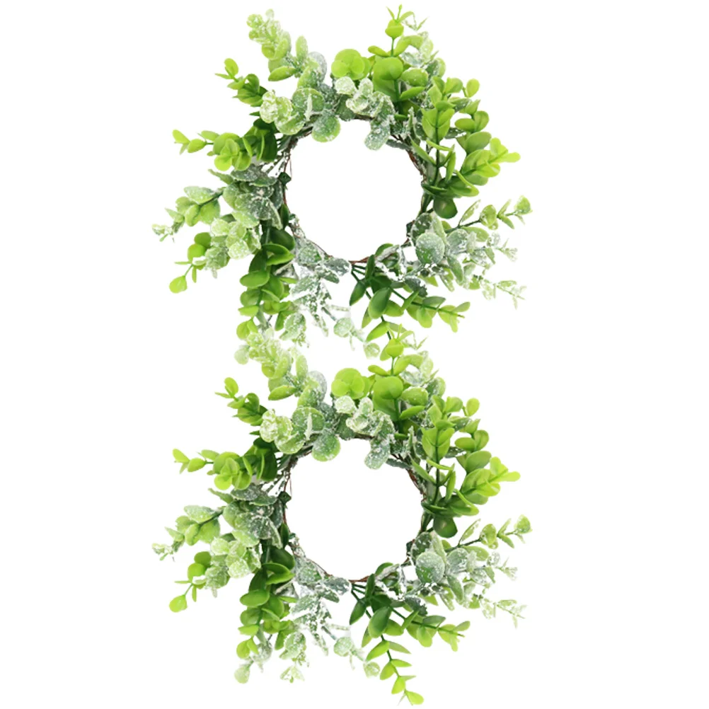

Christmas Votive Holders Artificial Garland Ornament Eucalyptus Leaves Wreath