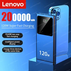 Lenovo 200000mAh Power Bank 120w Super Fast Charging Super Large Capacity Portable External Battery Mobile Phone Accessories