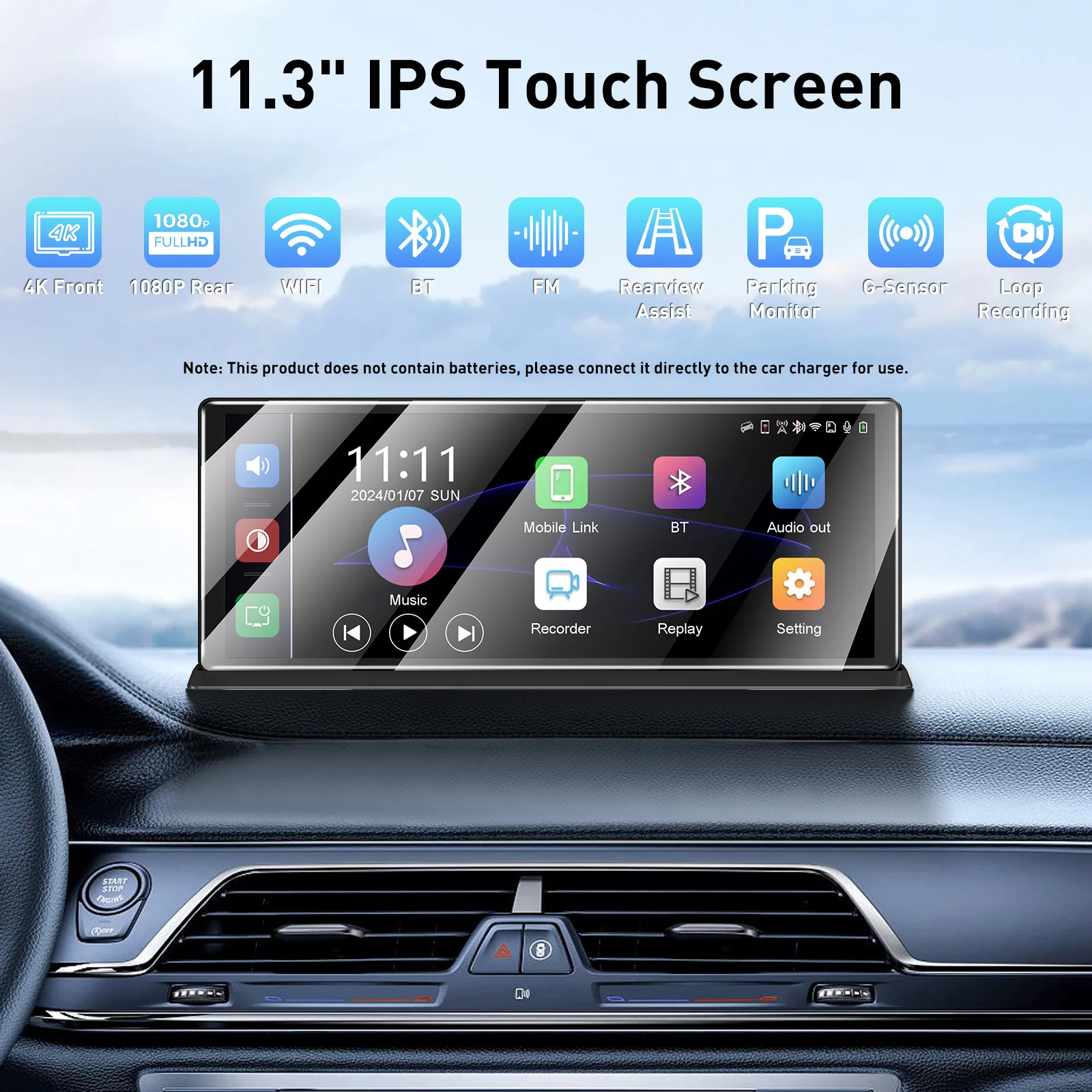 Écran Tactile IPS 10,26 pour Voiture avec Caméra Embarquée HD 4K et Caméra de Recul 1080p, Enregistrement en Boucle, Autoradio Portable avec Navigation, Mirror Link, 64 G, TF/FM/AUX/Bluetooth Écran Tactile IPS 10,26 pour Voiture avec Caméra Embarquée HD 4K et Caméra de Recul 1080p, Enregistrement en Boucle, Autoradio Portable avec Navigation, Mirror Link, 64 G, TF/FM/AUX/Bluetooth