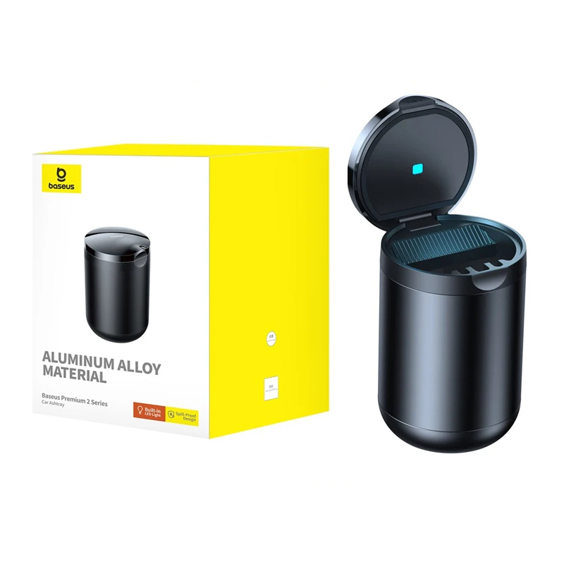 Car Ashtray With Lid & LED Light - Smokeless Portable Ash Tray, Mini Trash Can For Car Cup Holder - View #11