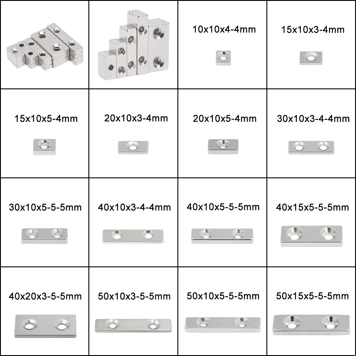 Strong Block Neodymium Magnets Countersunk Hole N35 NdFeB Powerful Permanent Magnetic Square Rectangle Fridge Magnet
