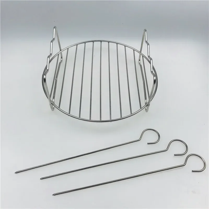 Baking Tray Skewers Air Fryer Stainless Steel Holder BBQ Rack Double Layer Grill Baking Tray Replacement Barbecue Kitchen Tools